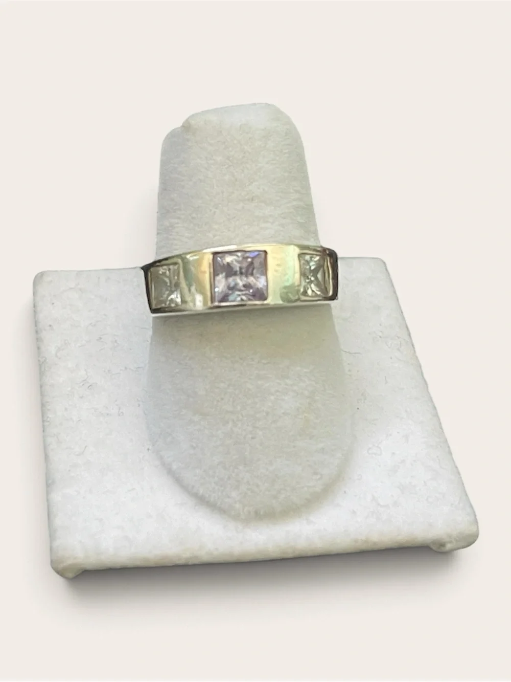 Sterling Silver Cubic Zirconia Princess-Cut Band - White and Purple